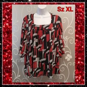 WOMENS GEOMETRIC METALLIC TOP SIZE XL